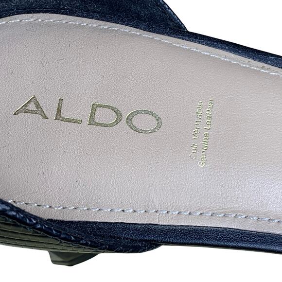 Aldo Women’s Collette Black Faux Leather Pointed Toe Ankle Strap Heels Size 11 - Picture 7 of 9